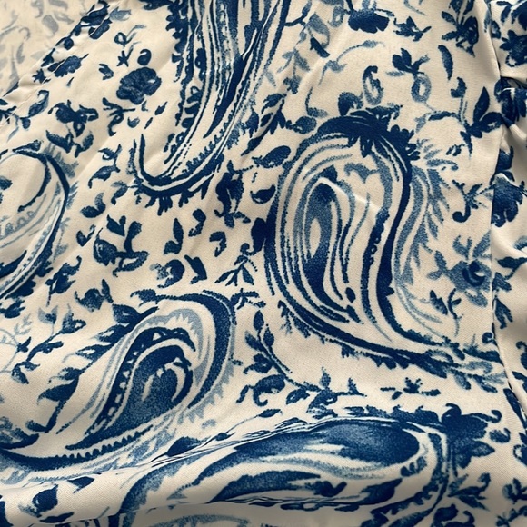 Blue Floral, Deep V Dress, Size L - Picture 2 of 4